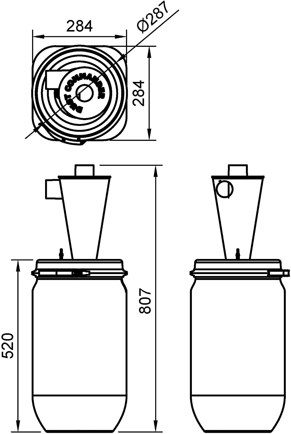 Dust Commander P30 Zyklon Vorfilter (Fliehkraftabscheider) mit 30l Fass