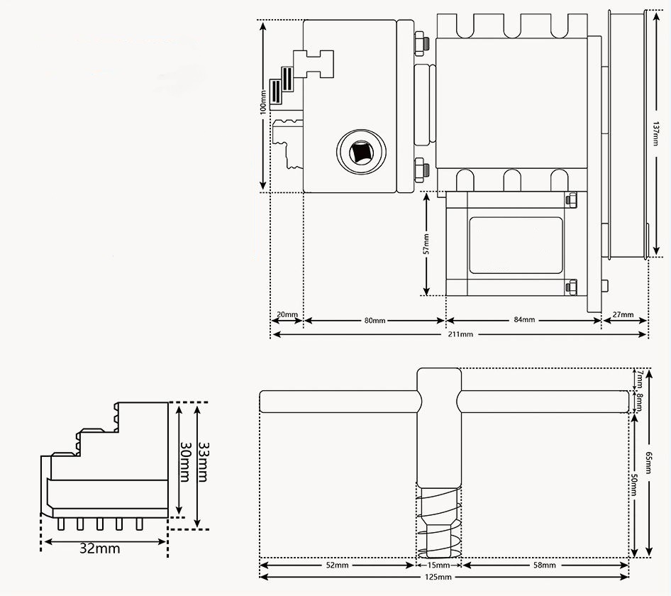 Drehachse DA65X-23 mit Vierbackenfutter - ACT-Motor