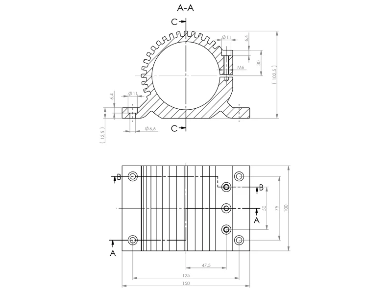ZEETEQ Spindelhalterung 80mm mit Kühlfinnen