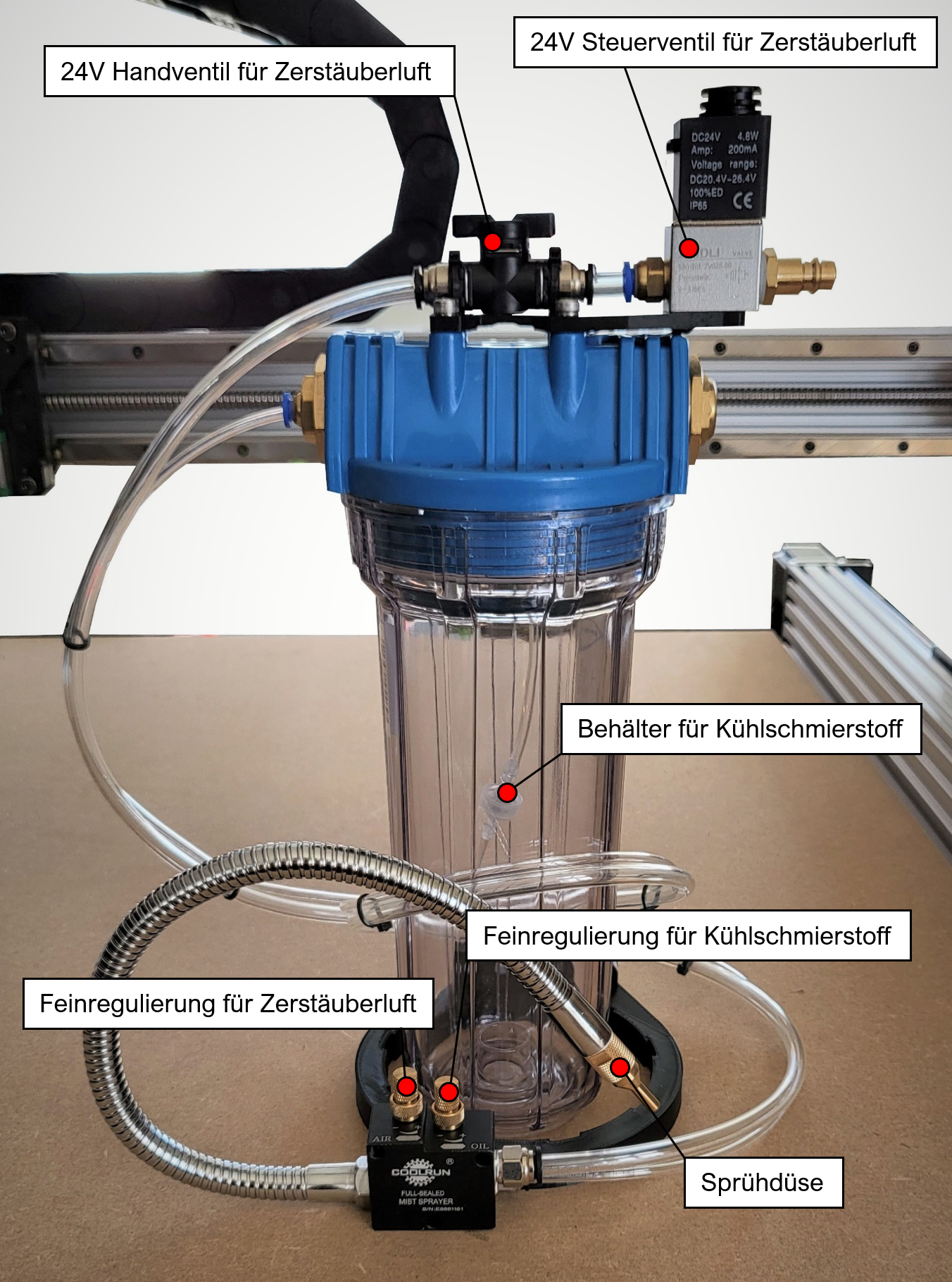 Minimalmengenschmierung MMS CNC Fräsmaschine Sprühkühlung